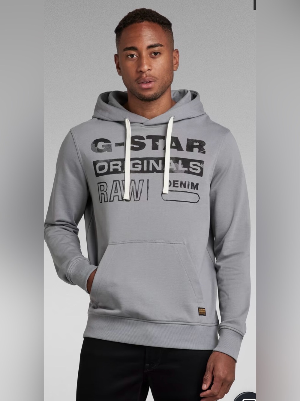 G-Star Light Heather Gray Logo Pullover Hoodie w- Red Logo Medium.  NWT - Picture 10 of 10